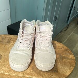 Vans baby pink high top sneakers